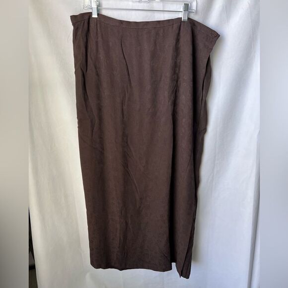 Eileen Fisher | Adjustable Waist Wrap Skirt Brown with Floral Print 3x - Picture 3 of 12